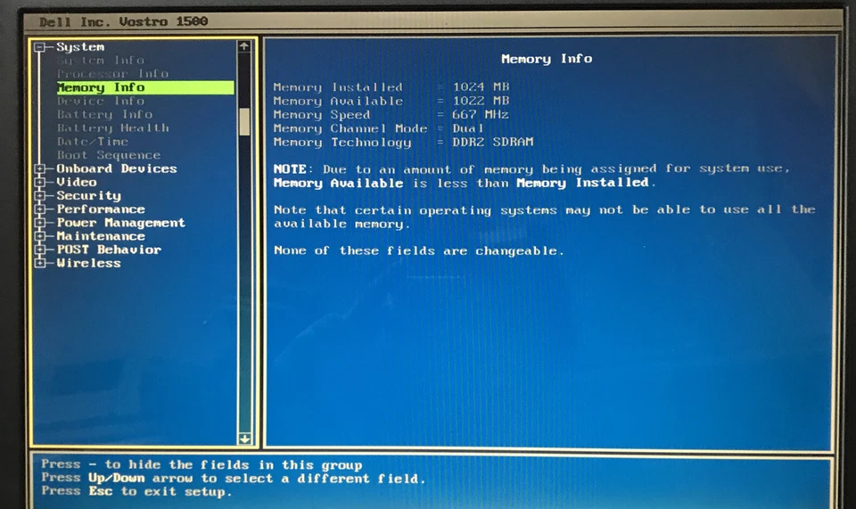 Dell Vostro 1500 2 Duo 2,00 GHz 1 GB de RAM sin disco duro arranque al BIOS Foto 2 de 4
