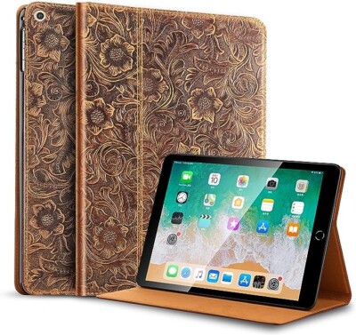 Gexmil for Ipad Mini 3/4/5 Case 7.9'', Cowhide Folio Cover  Genuine Leather Brown
