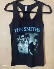 THE SMITHS  80s Women's Reserved Black Racerback Stretch Tank Top Morrissey-NWOT