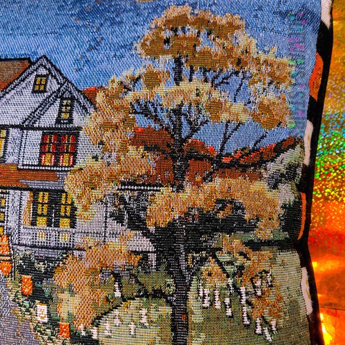CUSCINO CASA VITTORIANA RIVERDALE HALLOWEEN vintage arazzo cuscino da lancio RARO - Foto 8 di 14