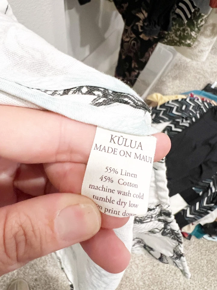 NWT Kulua Womens Floral Hibiscus Print Sleeveless Kimono Linen Maui Hawaii OS - Image 3 of 4