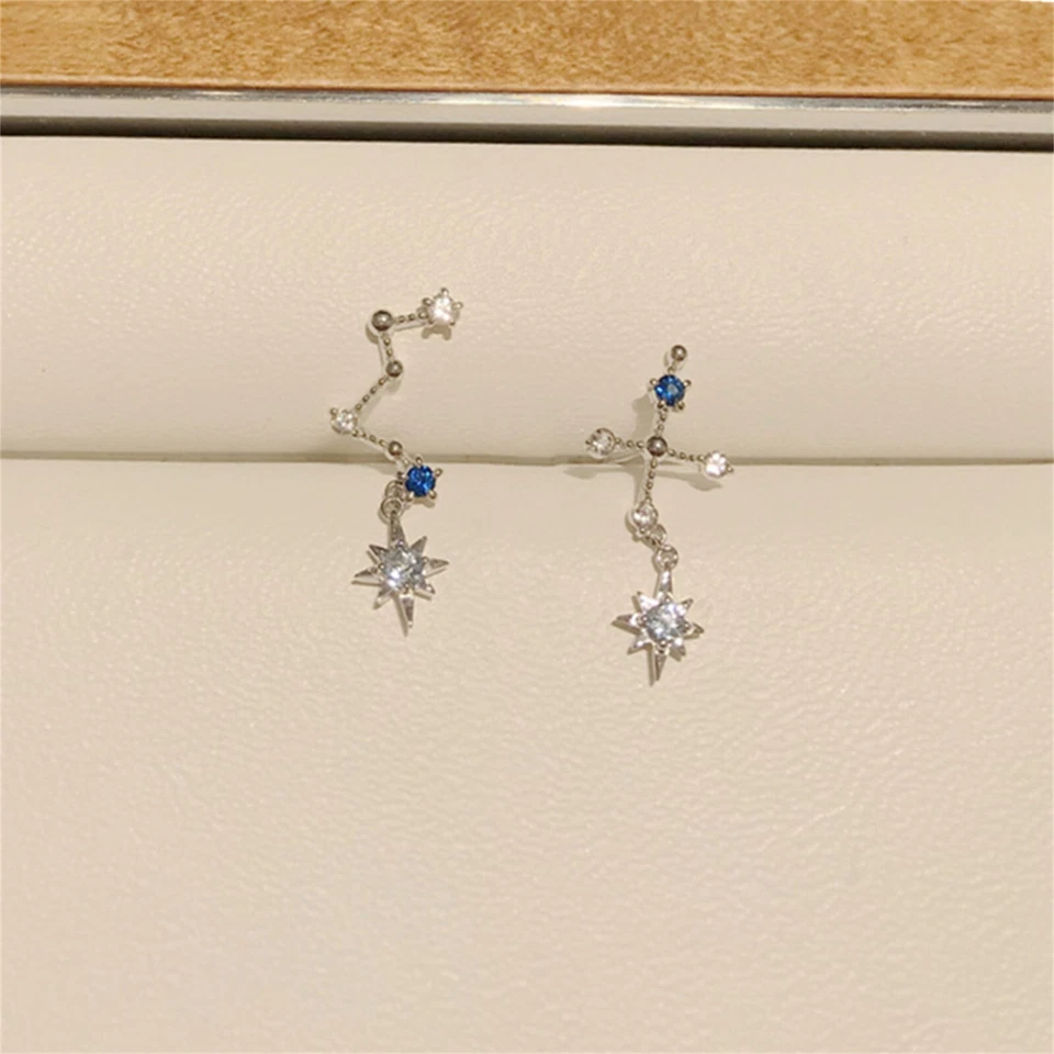 Argento Sterling Zirconia Cubica Big Dipper Blu Polaris Stella A Scalatore Drop - Immagine 4 di 4
