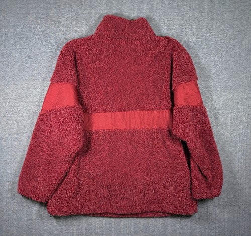 Adidas Sherpa Jacke 1/4 Zip Pullover Hoodie schwer dick rot Damen Größe M - Bild 6 von 6