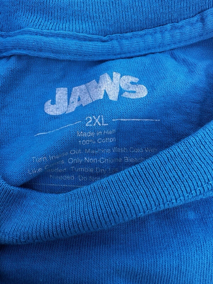 Jaws From Below T Shirt Licensed Shark Movie Retro Tee Classic New Royal Blue - Image 2 of 4