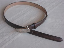 Brighton Narrow Brown Reptile Belt 41409 Silver Tone Buckle, 4 Accents S 24 -28"