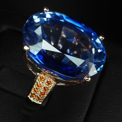 Stunning Cornflower Blue Sapphire 25.11Ct 925 Sterling Silver Handmade Rings - Picture 4 of 8