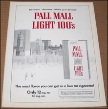 1979 Pall Mall Cigarettes Print Ad Advert Ice Skating at Central Park New York