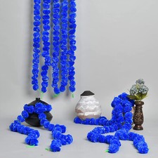 5feet long Blue Artificial Marigold Garland-Vibrant Flower Decoration 5 Strings