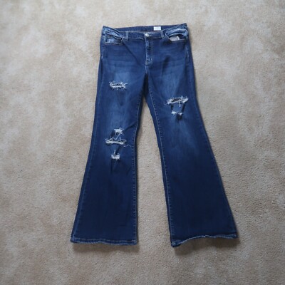 Bridge By Gly Mid Flare Jeans Women's 32 Blue Stretch Denim