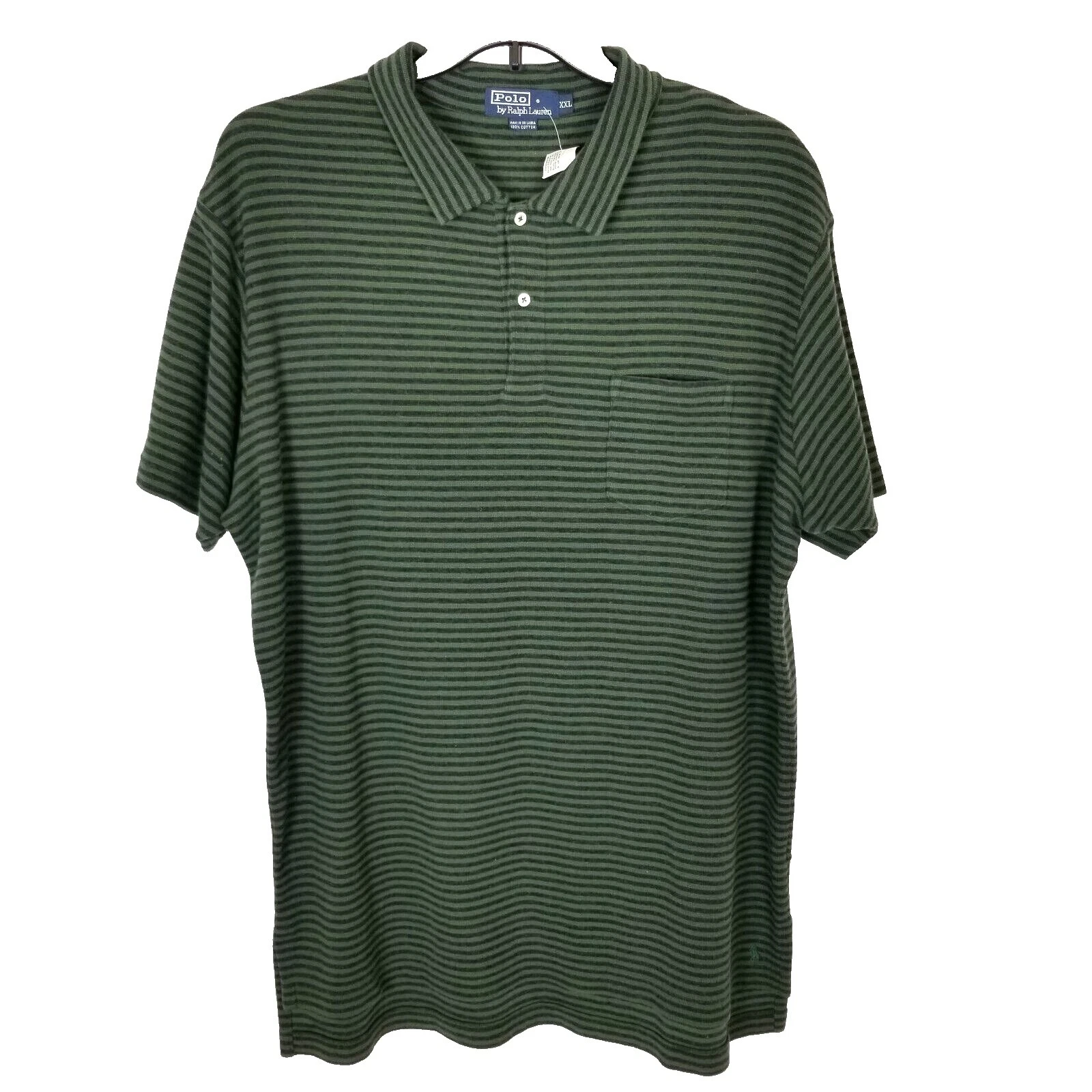 Camisas informales polo de algodón a rayas con botones para hombre