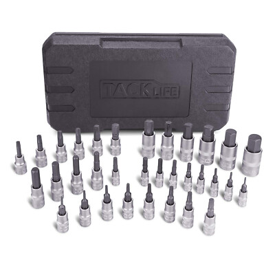 TACKLIFE HBS1C 33 Stücke Torx Sechskant Set 1/4'' 3/8'' 1/2'' S2 und Cr-V Stahl