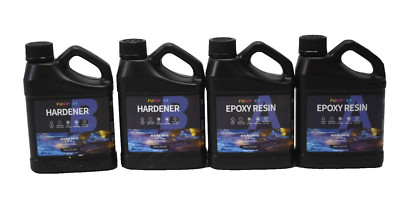Lot of 4 Funepoxy Epoxy Resin & Hardener 500ml Mixing Ratio 1:1 Crystal Clear