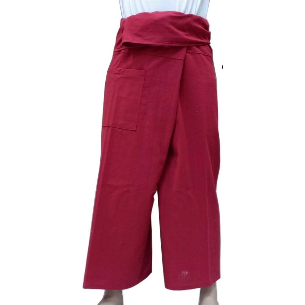 Thai Fisherman Pants Long 100% Cotton Unisex Wrap Tie Boho Yoga With Pockets