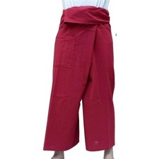 Thai Fisherman Pants Long 100 Cotton Unisex Wrap Tie Boho Yoga With Pockets