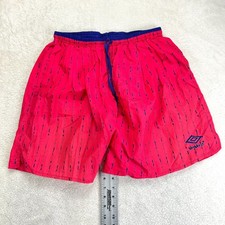 Vintage Umbro Sand Soccer Shorts Mens XL Pink Drawstring Logo Striped USA Made