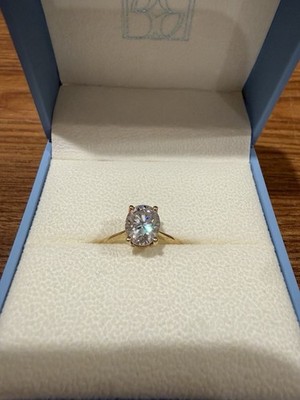 Best Brilliance 18K Yellow Gold 3.00ct Oval Moissanite Engagement Ring 7 SGL