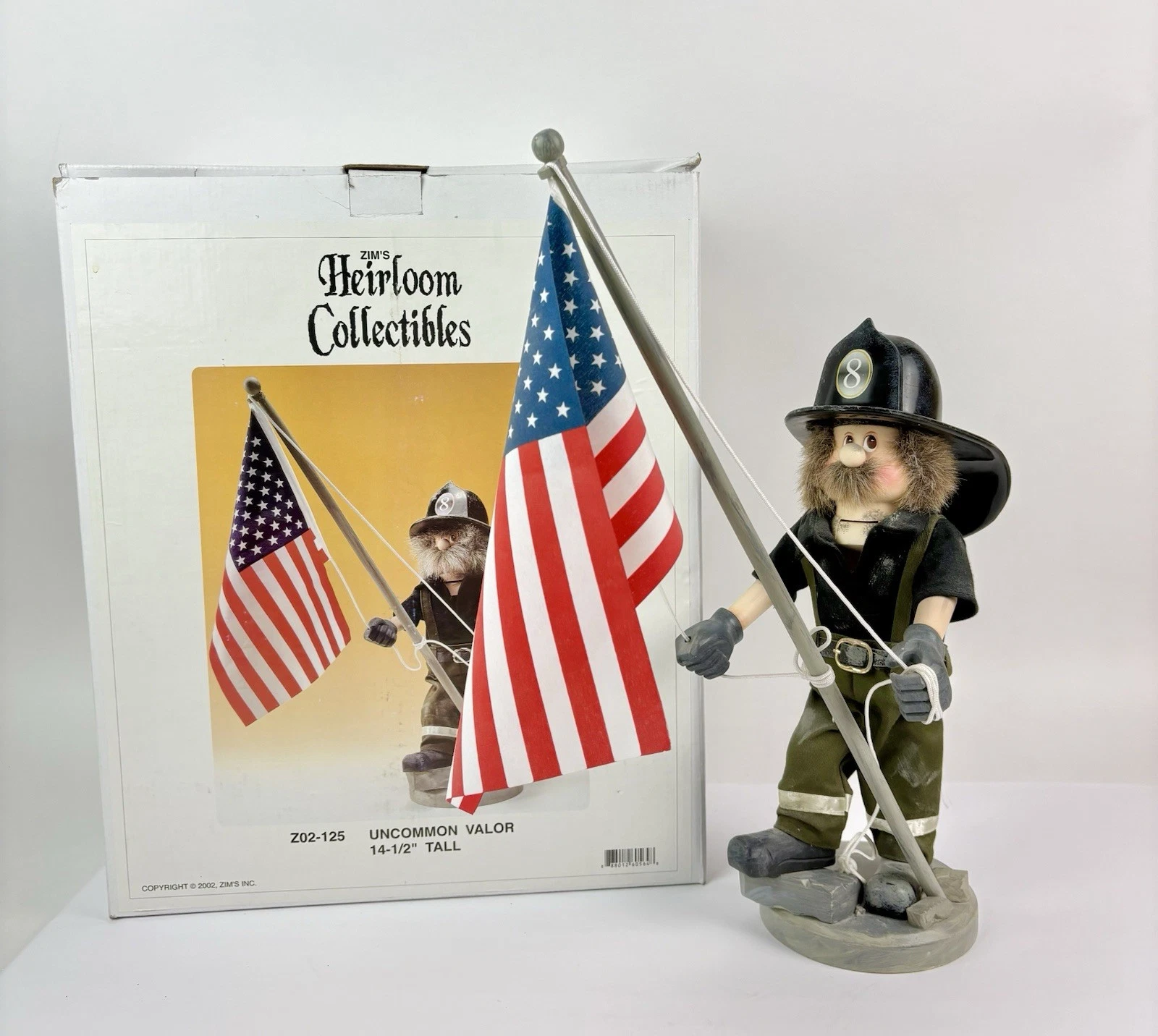 Zim's Heirloom Collectibles Nutcracker Uncommon Valor 14.5" Firefighter Flag