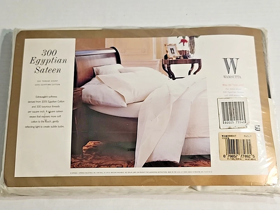 Wamsutta 300 Egyptian Sateen King folha plana creme novo lacrado FEITO NOS EUA - Imagem 3 de 4