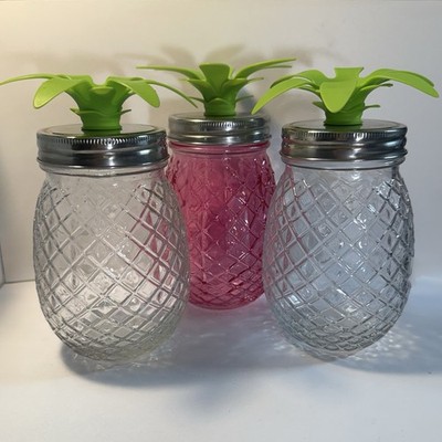 Pineapple Mason Jar Cocktail Drinking Glasses Tropical Tumbler | SET of 3