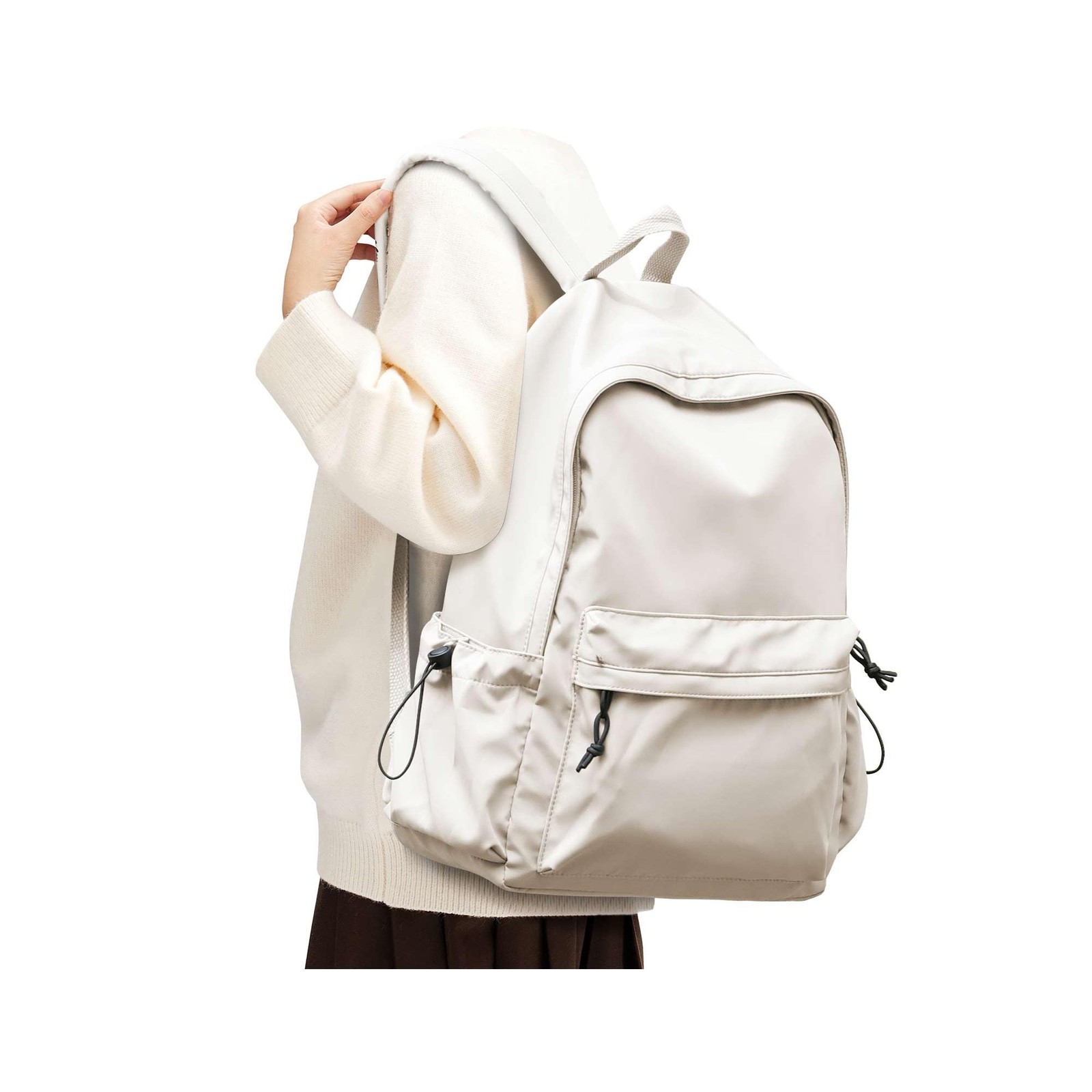 Waterproof White Backpack for Girls Women High School Book Bag Cute Stylish