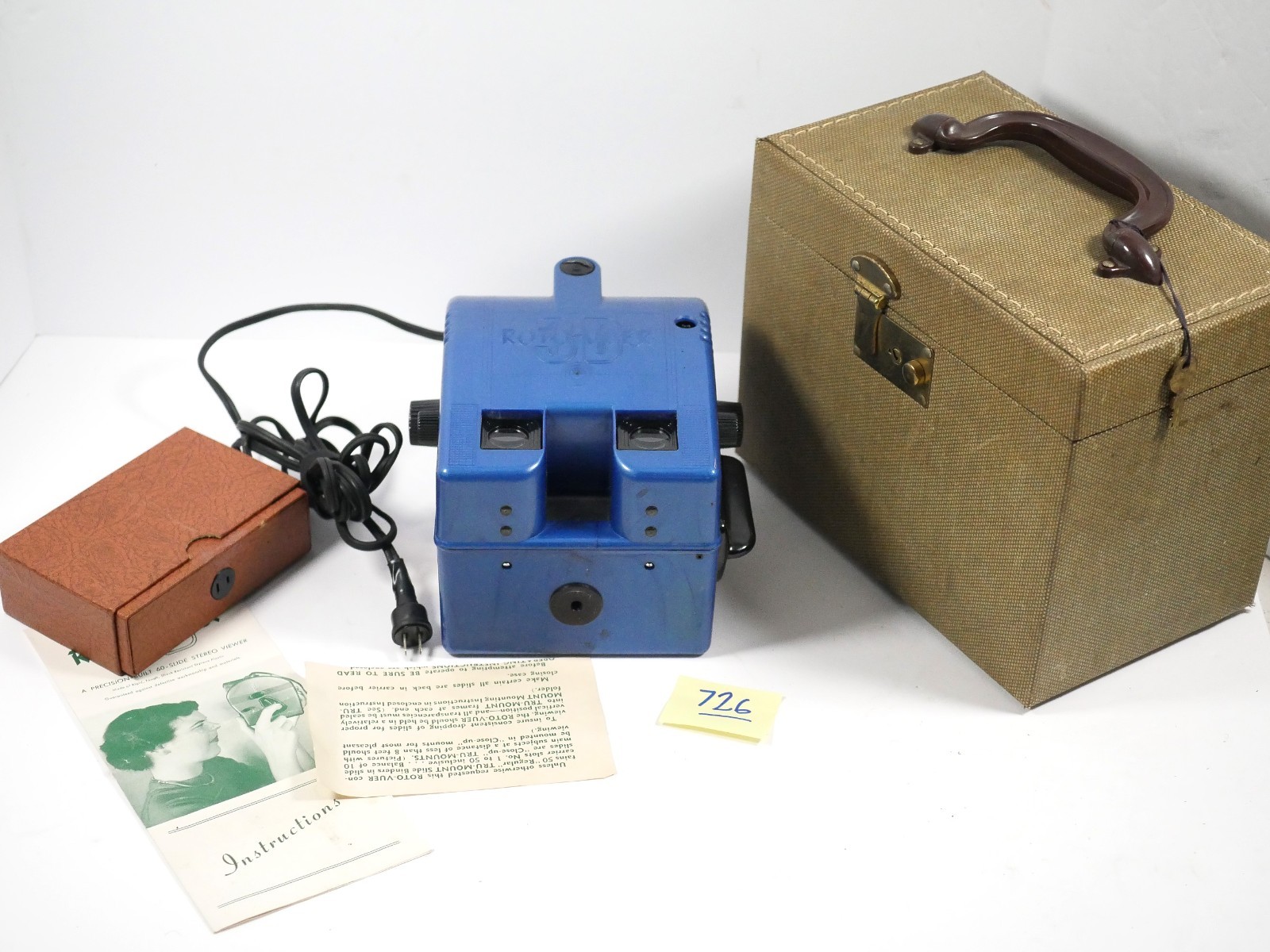 ROTO-VUER Stereo Realist 3D slide sequential rotary viewer w/reel 60 slides