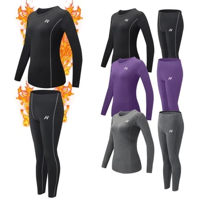 MEETYOO 2er Damen Thermo Skiunterwäsche Set Unterhose Unterhemd Thermowäsche Winter