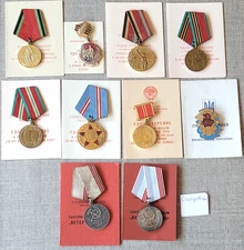 Set of 10 USSR Soviet russian Military and labor medals for husband and wife