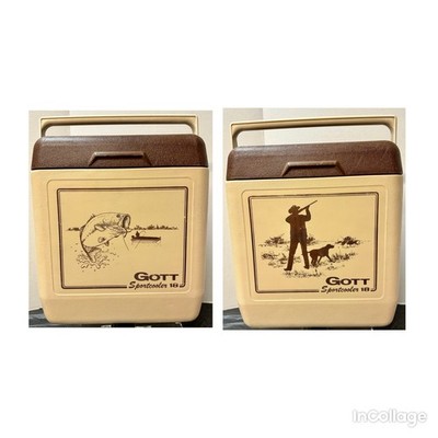 Vintage Gott Sportcooler 18 Qts Double Sided Graphics Hunting & Bass Fishing