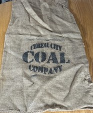 Vintage Burlap Sack Cereal City Coal Company Battle Creek MI Farm Decor 40”x24”