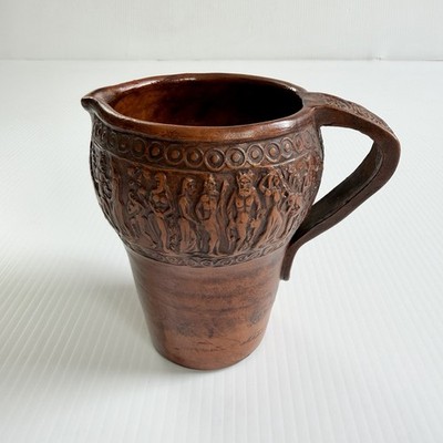 Vintage Handmade Red Clay Terracotta Pottery Figural Pitcher Made In Greece 5.5 