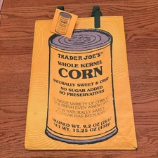 NWT Trader Joe's  Bag "RARE CAN OF CORN" TJ Grocery Shopping Tote SHIPPED FLAT