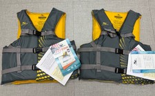 Stearns Adult Universal Type III PFD Life Jacket Vest Gray/Yellow 2 Pack 29-79