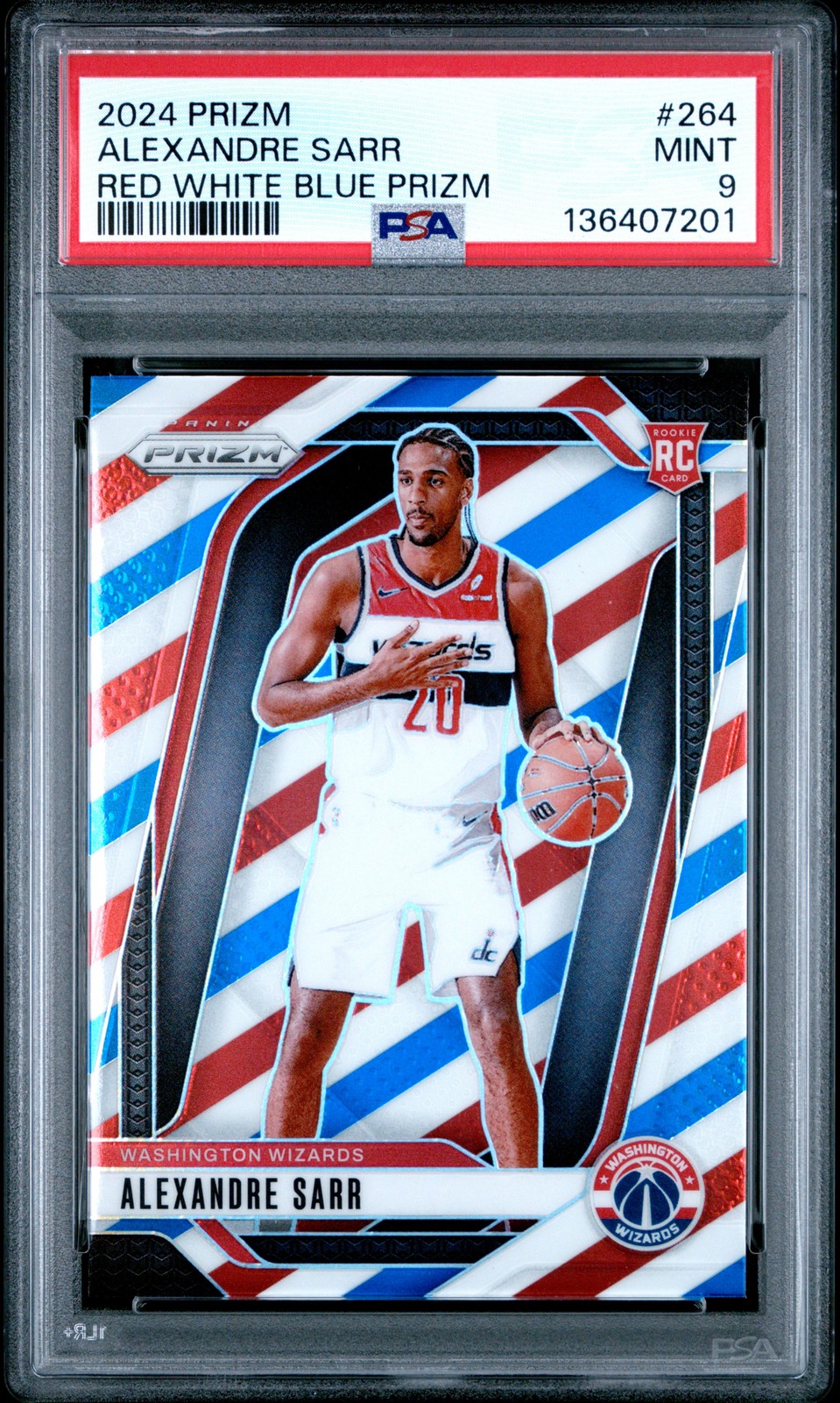 2024 PANINI PRIZM RED WHITE BLUE PRIZM #264 ALEXANDRE SARR PSA 9
