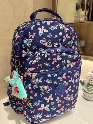 NWT Kipling women's Seoul up 15'' laptop Large Backpack purple Butterfly Fun 45cm