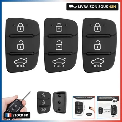 3 Pièces Coque Clé de Voiture Silicone Compatible pour Hyundai I10 I20 I30 I40 I - Photo 1/4