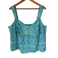 NORTON & CO WOMAN Top Size 22W Turquoise Chiffon Camisole Y2K Babydoll