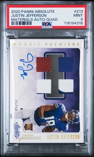 Justin Jefferson [Materials Autograph Quad] #213 2020 Panini Absolute card