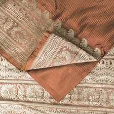 Sanskriti Vintage Red Pure Satin Sarees Banarasi Brocade Zari Handwoven Sari 5Yd