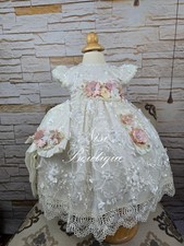 Free Shipping  Baptism Dress, Christening Gown, Baby Girl Ivory Dress
