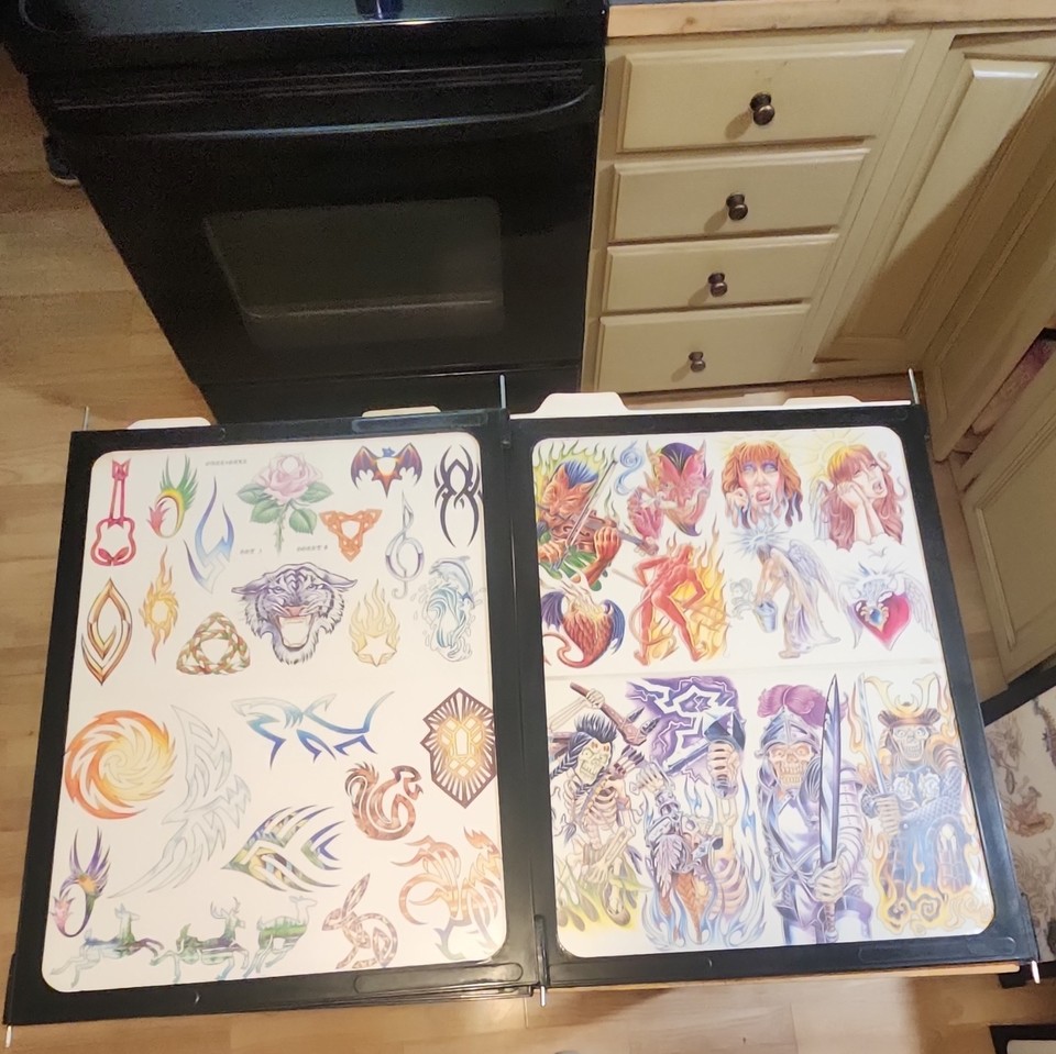Tattoo Flash Design Sheets Portfolio Binder GALL-HEX-E | eBay