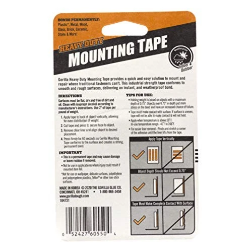 Gorilla Heavy Duty Double Sided Mounting Tape Industrial Strength 12 Pack - Image 3 of 4