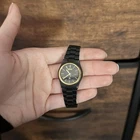 Seiko SQ Quartz Women's vintage Black Gold Wristwatch *BATTERY DEAD*