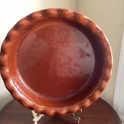 Paula Deen 9'' Pie Plate-Coffee Baking Dish Stoneware Scalloped