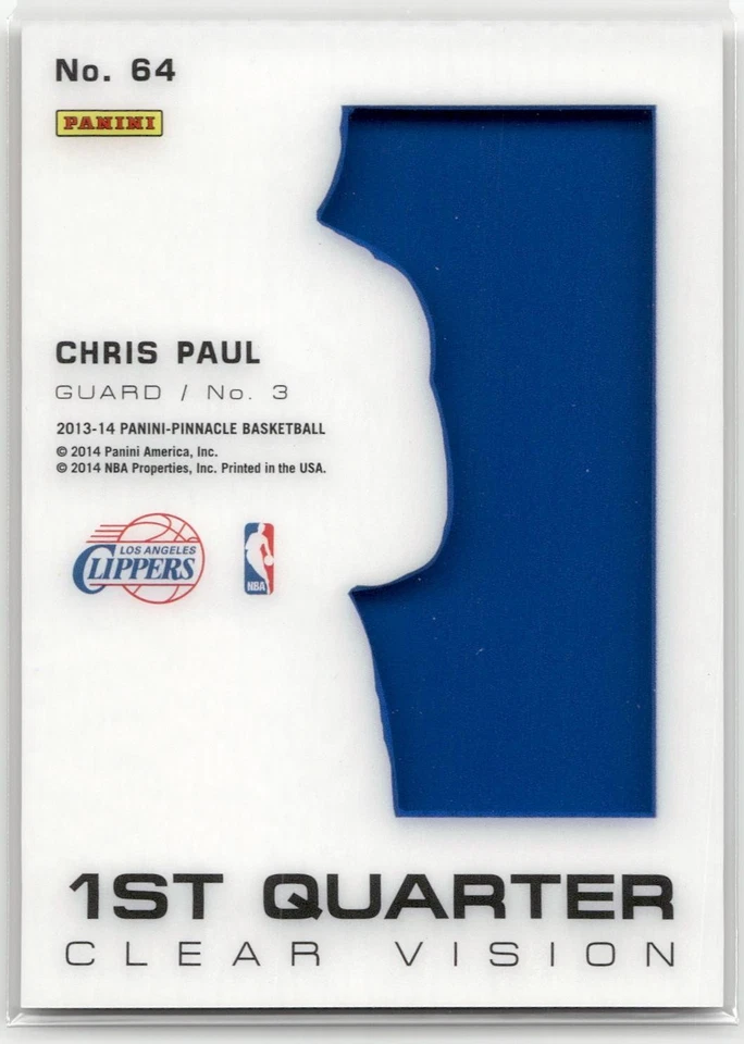 2013-14 Pinnacle #64 Chris Paul Clear Vision 1st Quarter - Image 2 of 2