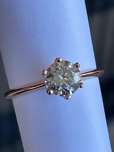 Anello Solitario in Oro Rosa 14k con Diamante Naturale 1,33 ct./J/ IGI