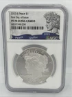 2023-S Peace Dollar, NGC PF-70 ULTRA CAMEO "First Release" Flawless Gem!+++++