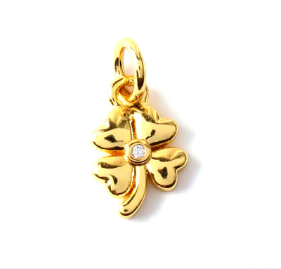 charms trebol, colgante,oro, plata chapado en oro 18 kl. regalo madre hija amiga