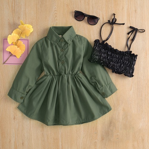 2-teilig Kinder Kleinkind Mädchen Prinzessin Kleid Weste Outfit Herbst Shirt Kleid Top Set - Bild 5 von 16