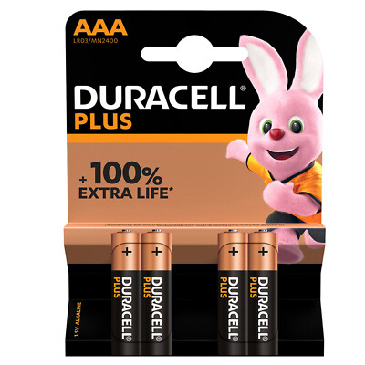 Batterien Duracell Mini Eingabestift AAA Plus LR03 MN2400 1,5V Alkali- +100%