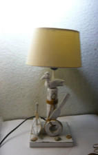 Tischlampe E27 Tischleuchte Nachtlichter  Holz maritim Möwe Segelboot H - 39 cm